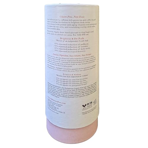 100% PURE Coffee Bean Caffeine Eye Cream Refresh & Hydrate Under Eye Treatment Reduce Puffiness, Dark Circles, Wrinkles with Green Tea, Rose Hip, Vitamin E - Youthful Vibrant Eyes - Vegan - 1 oz