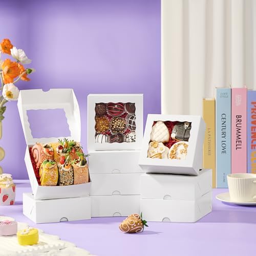 100PCS 5x5x2 Inch Cookies Boxes Bakery Boxes Strawberries Boxes Chocolate Bomb Boxes Cakesickle Boxes Mini Cake Cinnamon Roll Boxes