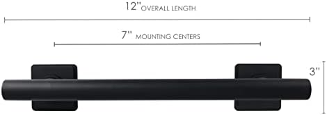 12-inch Coronado Designer Straight Bathroom Shower Grab Bar with Decorative Square Flanges, Matte Black