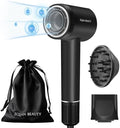110,000 RPM Brushless Motor Hair Dryer for Fast Drying, 200 Million Negative Ions, Travel-Friendly Low Noise Design (Black, with Concentrator and Diffuser)