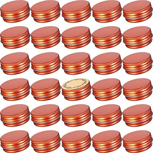 0.5 oz Screw Top Aluminum Tin Jar with Screw Lid and Blank Labels (Orange - Pack of 32)