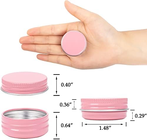 0.5 oz Screw Top Aluminum Tin Jar with Screw Lid and Blank Labels (Pink - Pack of 32)