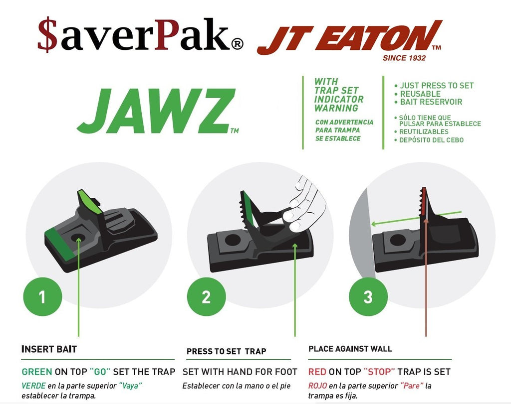 $averPak Single - Includes 1 JT Eaton Jawz Rat and Chipmunk Trap for use with Solid or Liquid Baits