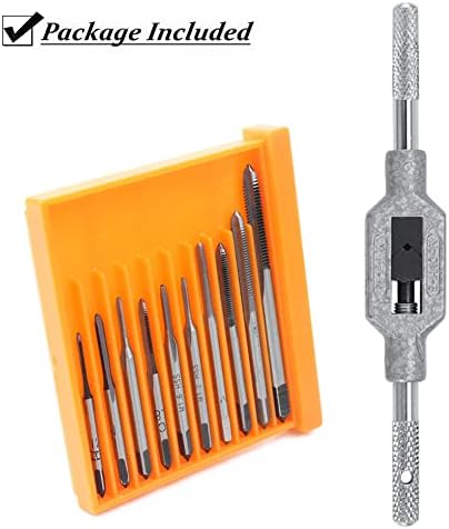 10pcs Micro Taps Bit Small Hand Screw Thread Taps M1-M3.5 HSS Mini Metric Plug Tap Screw Tap Drill Tap Drill Set Tapping tool with Adjustable Tap Wrench 1/16-1/4''
