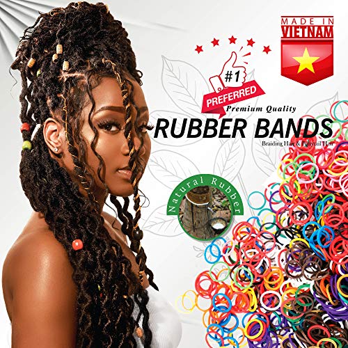 1 LB Rubber Bands Hair Band Soft Elastic Hair Accessories Braid Mini Hair Ties Stretchy Hair Ties No Damage Rubber Bands for Hair Made in Vietnam (Natural)