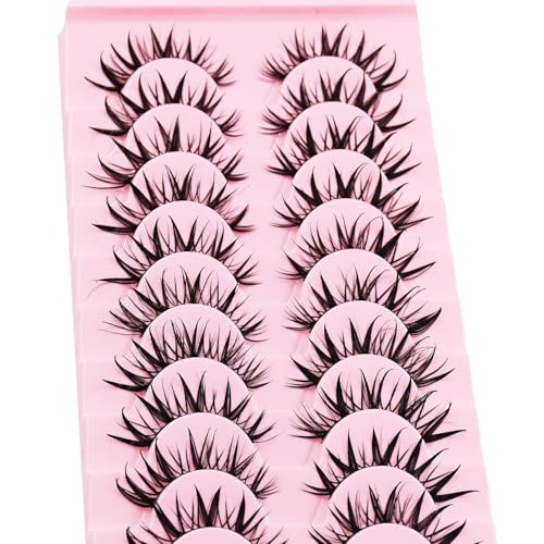 10 Pairs Manga lashes Natural Style Manhwa Eye Makeup 16mm Spiky Eye lashes Extension Cosplay Party Makeup Eyelashes (05)