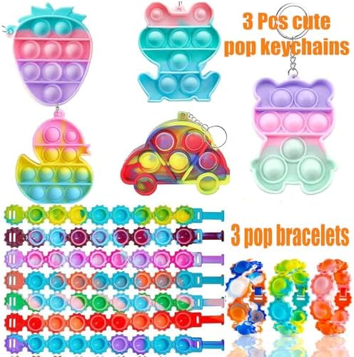 124 Pcs Party Favors for Kids, Pop Fidget Toys Bulk, Treasure Box Toys for Classroom Prizes, Pinata Filler, Goodie Bag Stuffers, Treasure Chest Carnival Prizes for Boys & Girls