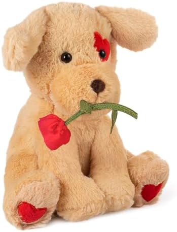 10 Inch Valentine's Stuffed Animal, Stuffed Animal Dog, Ideal for Valentine's Day Gifts for Family (2 pcs Puppy)