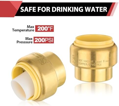 (Pack of 10) EFIELD 1/2 Inch Plug End Cap Push-Fit Fitting to Connect Pex, Copper, CPVC, with a Disconnect Clip Tool
