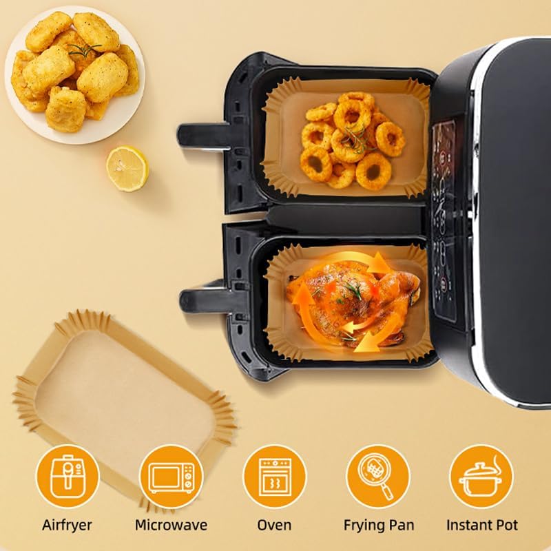 125 PCS Air Fryer Liners Disposable, 11x6 Inch Unbleached Parchment Paper for Ninja Smart XL Air Fryer, Baking Accessories, Safe & Non-Stick Air Fryer Parchment Paper Liners