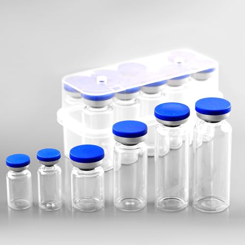 10ml Sealed Vials with Self Healing Injection Port and Plastic-Aluminum Flip Caps,Glass Empty Vials for Injection 10 Pack