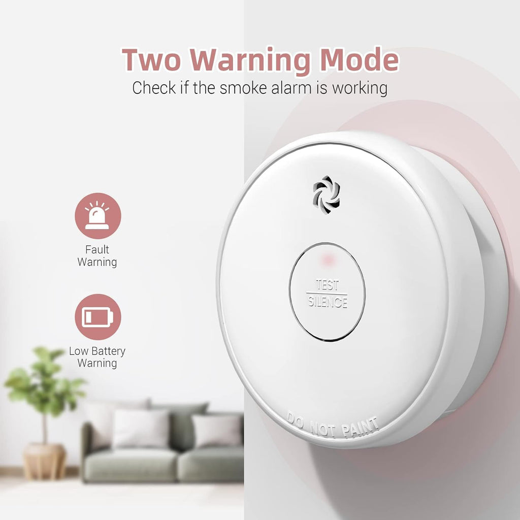10 Packs Fire Alarms Smoke Detectors, Smoke Alarm Battery Operated, Fire Alarm with Test Button & Low Battery Signal, Photoelectric Technology Fire Detectors for Bedroom and Home