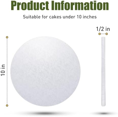 10-Pack Round White Cake Drum Board 10 Inch Sturdy 1/2 Inch Thick Full Wrap Edge Cake Base for Heavy Tiered Cakes(10" White)