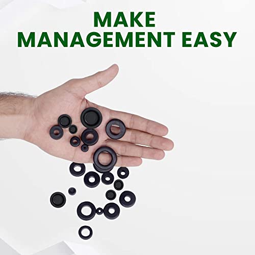 125 Pcs Rubber Grommets for Wiring—18 Different Sizes— Includes Automotive Grommet Rubber & Wire Rubber Grommet Kit (1/4” 9/32” 5/16” 3/8” 1/2” 17/32” 5/9” 9/16” 5/8” 3/4” 7/8” 15/16” 1”)
