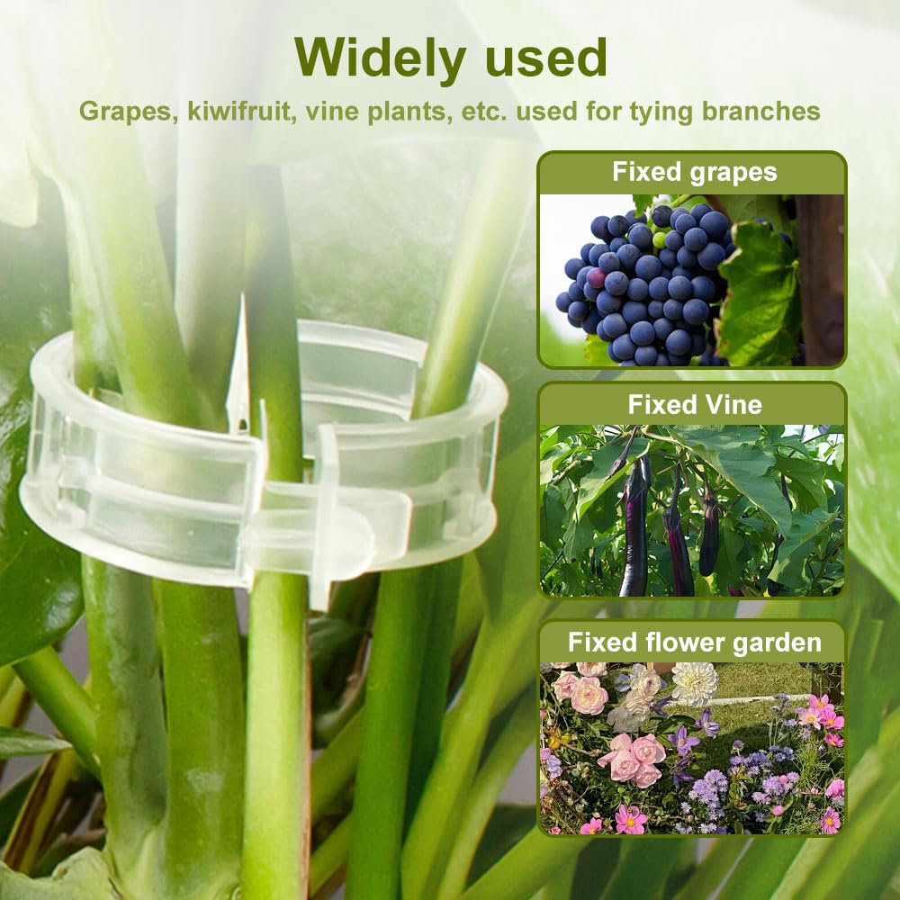 100 PCS Secured Plastic Plant Clip, Plant Support Clips, Garden Clips for Climbing Plants, Plastic Trellis Clips Plant Support Clips Tomato Grape Vine Vegetables Plant Fixing Clips (100, White)