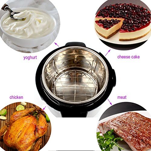 "Versatile Steamer Rack Trivet 304 Food Grade Stainless: Essential Instant Pot Accessory for Effortless Cooking - Perfect for Safely Handling Springform and Cheesecake Pans in 6 & 8 qt Models"