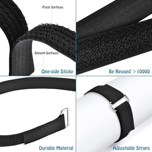 0.75" x39.4ft Hook and Loop Straps with 60 Buckles Adjustable Cut-to-Length Cable Ties - Reusable Nylon Fastening Tape Cable Straps for Storage or Organization (0.75in x 39.4ft)