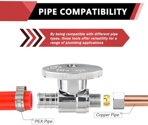 (Pack of 4) EFIELD 1/4 Turn Straight Stop Valve 3/8" OD Compression X 1/2" Barb Crimp Pex Chrome Plated Brass,