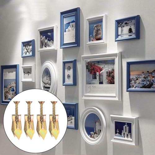 100 Pcs Self Drilling Drywall Anchors with Screws Kit, Zinc Plated Steel Wall Anchors and Self Tapping Screws Heavy Duty, No Drill Or Holes in Wall, for TV, Shelf Straps,Bike,Cabinets (100)