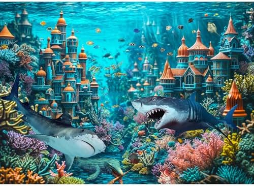 1000 Piece Puzzle for Adults, Sea King Castle Jigsaw Puzzle, Impossible Puzzles Game, Interlock Perfectly No Dust, Home Decoration Puzzle, Gift for Friends Parents Kids Couples