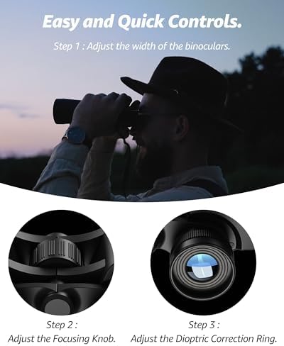 10x50 Binoculars for Adults and Teens – HD Optics for Bright and Clear Viewing, Perfect for Bird Watching, Hunting, Sports, and Stargazing – Durable, Wide Field, and Low-Light Performance