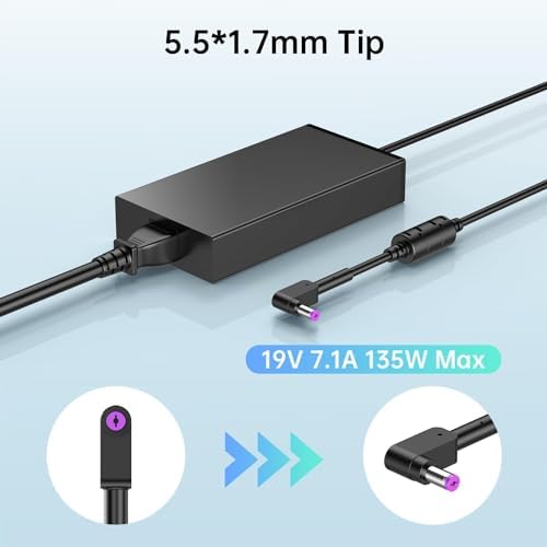 135W Charger Fit for Acer Nitro 5 Charger ADP-135KB T Acer N18C3 N18C4 AN515-51 AN515-41 AN515-53 AN515-52 AN515-43 AN517-51 Gaming Laptop