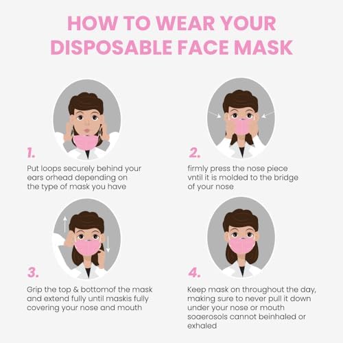 100 Pack Disposable Face Masks, 3 Ply Filter Protection Disposable Face Masks