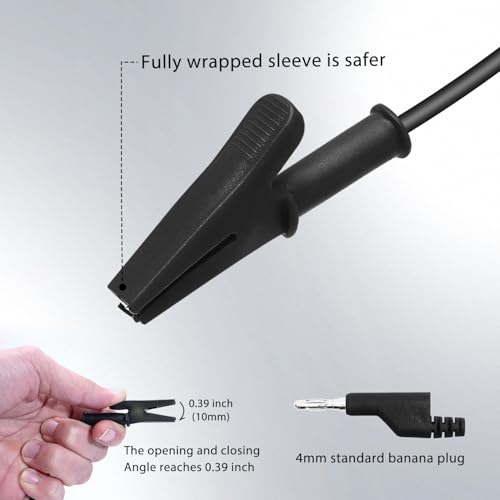 14 Gauge 2pcs3.3Ft 4MM Banana Plug to Alligator Clips UL3135, Heavy Duty Silicone Test Leads Set Jumper Wires Kit for Testing - EDGELEC