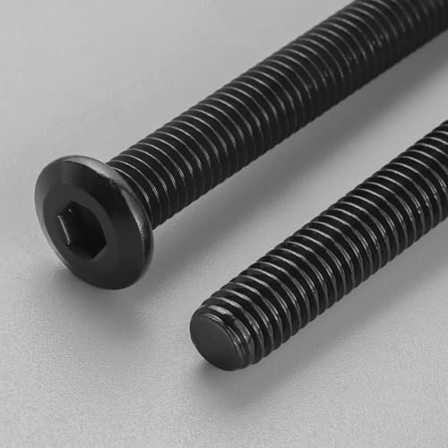 10Pcs 1/4-20 Bolt, 1/4-20 x 1-3/4" Flat Head Hex Socket Cap Screws, 304 Stainless Steel 18-8 Furniture Bolts, Black Zinc Finish, Full Thread (with Hex Spanner)