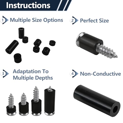 1230Pcs Electrical Outlet ABS Spacers,ID 3.2mm 4.2mm OD 3mm 5mm 6mm 8mm 10mm 12mm 15mm,Spacer Assortment Kit,Without Threaded,Switch and Receptacle Spacers for M3 M4 Screws