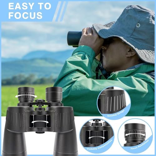 12x60 HD Bird Watching Binoculars for Adults High Powered Waterproof Fogproof with Clear Vision BAK4 Prism FMC Lens Easy Focus Long Range Portable for Cruise Ship Concert Travel Boating