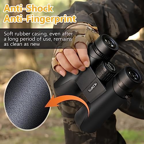 10x42 Binoculars for Adults with Phone Adapter,Birding Binoculars for Adults HD 10x42,Bird Watching Binoculars,Easy Focus, BAK4,Binoculars for Hunting Travel Mountaineering (Black)
