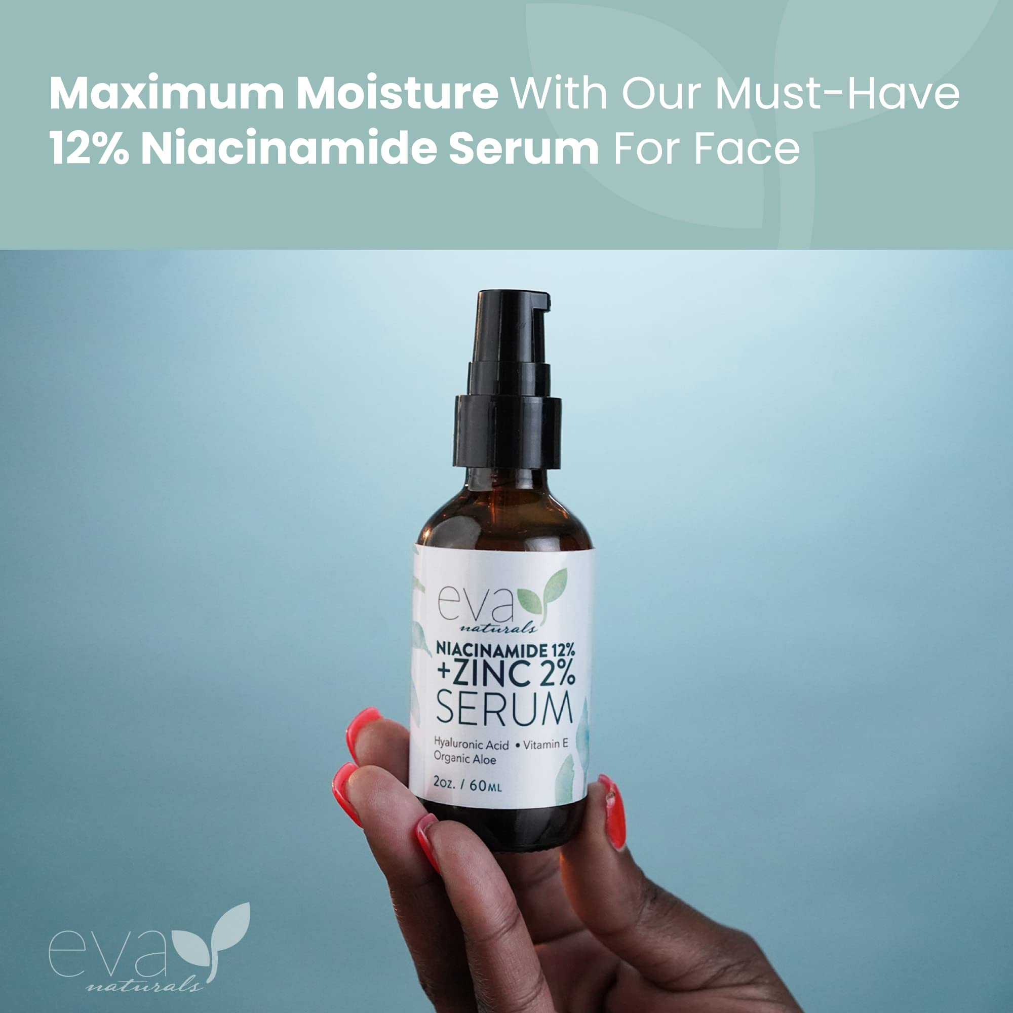 12% Niacinamide Serum for Face + Zinc PCA - Vitamin B3, 2% Zinc PCA and Hyaluronic Acid Serum Known to Even Skin Tone, Shrink Pores, Pump Fine Lines, Reduce Oil, and Hydrate, 2 Oz (2 Pack)