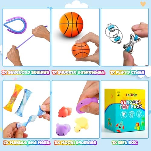 15 Pack Sensory Fidget Toys Bulk Easter Basket Stuffers Gifts for Kids Age 5-7, 8-12, Autism Quiet Figette Toys School Classroom Autistic Calm Down ADHD Stress Anxiety Party Favors Box for Adult Teens