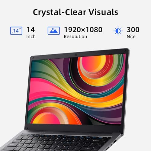 14 inch FHD Laptop Computer, 8GB DDR4 RAM/256GB SSD, Intel J4005 Processor (Up to 2.7GHz), Thin & Portable Notebook PC, WiFi / BT5.0 (Space Gray)