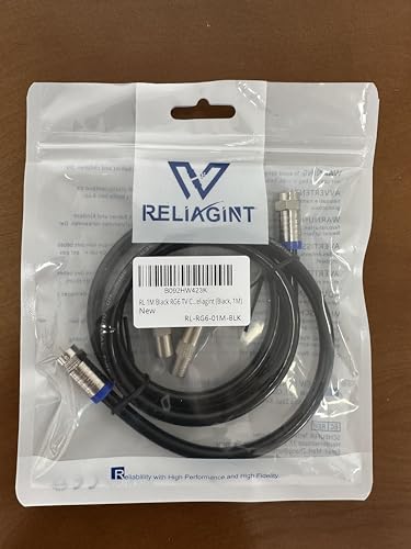 15ft, Black RG6 Coaxial Cable with F Connector, F81 RF Double Female Adapter, Low Loss High Speed Coax Cable Cord Extender for HD TV, Dish, Satellite, Antenna, TV Cable 15'