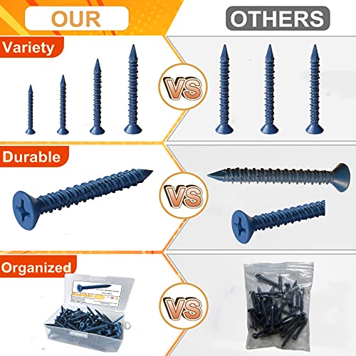 1/4 x 1-3/4" Flat Head Concrete Screw Anchor, for Anchoring to Masonry, Block or Brick (100Pcs)