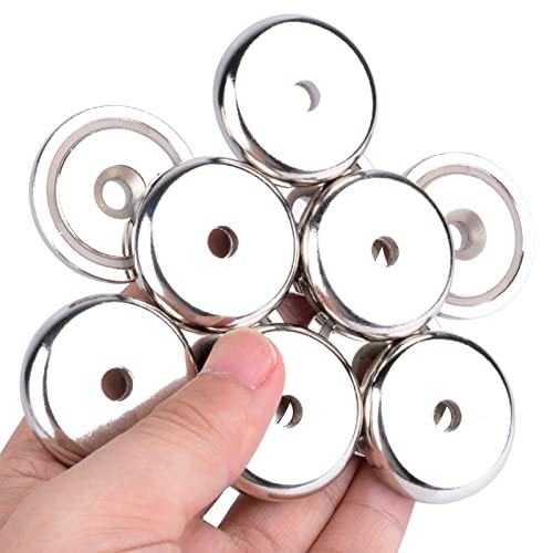 12 Pcs Strong Neodymium Magnets Heavy Duty, Dia 1.42 inch 105 lbs Cup Countersunk Rare Earth Magnets with Screws, Round Ring Magnets for Cabinets Kitchen Holding Lockers Tools Hanging