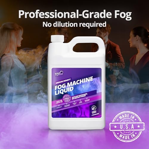 1 Gallon Fog Machine Liquid Smoke - Medium Density Smoke Machine, Fog Juice for 400-1500 Watt Foggers, Water-Based, Lasting & Ultra Thick Atmosphere, Ideal for Concerts, Parties & Events