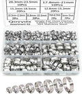 130 Pieces 1/4" - 1-1/8" Single Ear Hose Clamps 304 Stainless Steel PEX Cinch Clamps Stepless Cinch Crimp Rings Pinch Clamps for Pipe Fitting Connections (10 Sizes 6-29mm)
