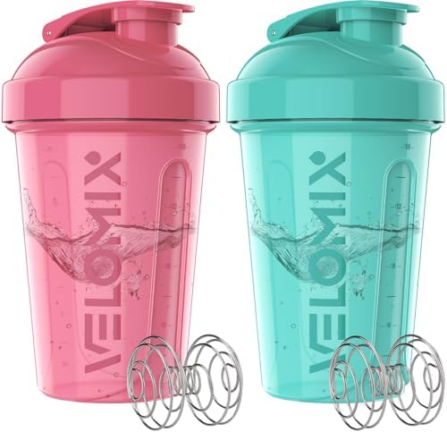 2 Pack- 20 oz Protein Shaker Bottles for Protein Mixes - 2x Wire Whisk | Leak Proof Shaker Cups for Protein Shakes and Pre Workout | Protein Shaker Bottle Pack | Protein Mixer Cup