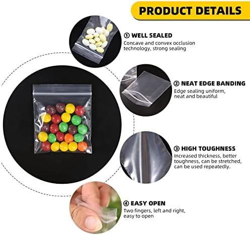1000 Pcs Small Plastic Bags, 2 x 2 Inch Resealable Jewelry Bags for Pills, Screws, Coins, Beads, Ideal for Small Business, Shipping, Packaging, Storage