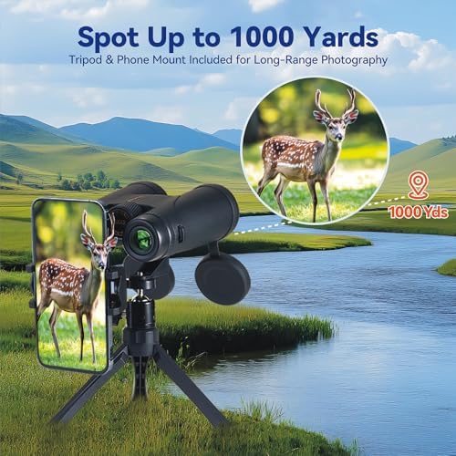 12x42 Binoculars for Adults High Powered, HD Compact Binoculars for Bird Watching with Phone Adapter, Lightweight Travel Binoculars for Cruise Ship, Sports, Concerts, Wildlife, Hiking, Hunting
