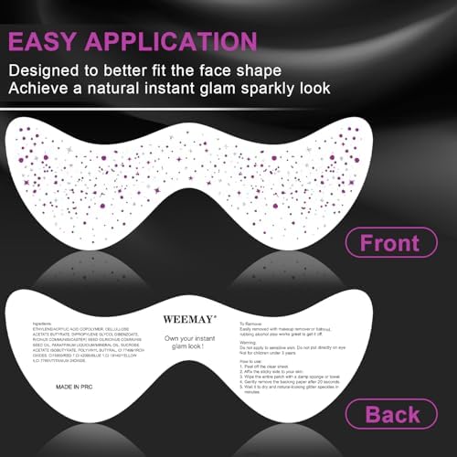 10 Pcs Purple-Silver Dual-Tone Glitter Freckles, Double Colors Glitter Face Tattoo, Waterproof Face Sparkle, Long-Lasting 48h Freckles for Women