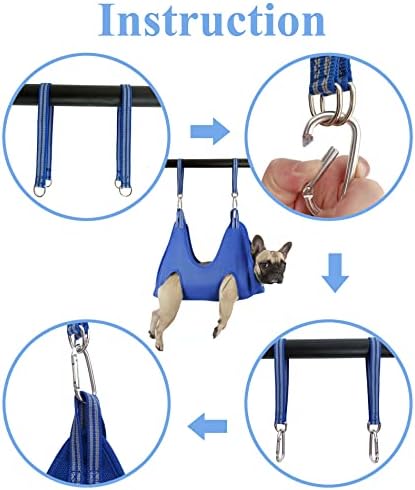 10 in 1 Dog Pet Grooming Hammock Harness with Nail Clippers/Trimmer, Nail File,Dog Nail Hammock, Dog Grooming Sling for Nail Trimming/Clipping (XXXL/Under 130lb, Blue)