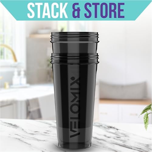 2 Pack- 28 oz Protein Shaker Bottles for Protein Mixes - 2x Wire Whisk | Leak Proof Shaker Cups for Protein Shakes | Protein Shaker Bottle Pack | Shakers for Protein Shakes - 2xBlack