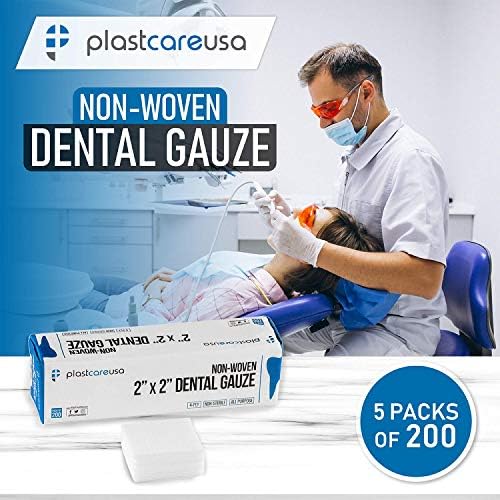 1000 Count Gauze Pads 2x2 - Soft 4-Ply Non Woven Gauze Sponges - Non Sterile Dental Gauze & Esthetic Wipes - All Purpose Medical Gauze Squares for First Aid, Surgical, Wound Dressing (5 Packs of 200)