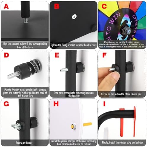 12 Slots Prize Wheel,12 Inch Prize Wheel Spinner with Stand and Heavy Duty Base,Spinning Wheel for Prizes,Spin The Wheel for Fortune Spinning Game Carnival & Engaging Home Parties,Tradeshow.