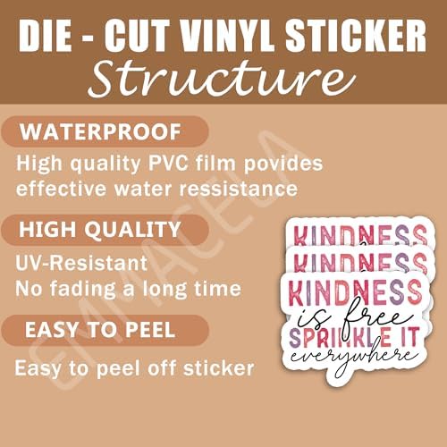 (3PCS) Kindness is Free Sprinkle It Everywhere Sticker Mental Health Inspirational Motivational Sticker Kindness Sticker, Waterproof Vinyl Decal for Books Laptops Tumblers Water Bottle, Size 3" x 2.3"