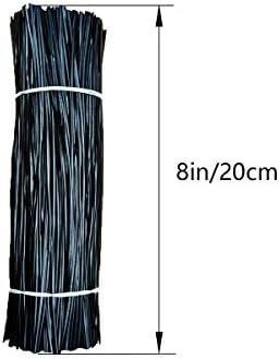 1000 pcs 8 inch Black Cable Twist Ties Plastic Twist Ties with Rugged Metal Innercores Reusable Fastening Cable Cord Wire Ties